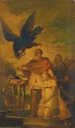 Helena wird vor den Altar gebracht, um geopfert zu werden